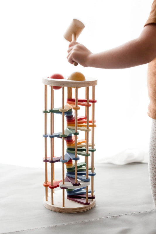 qtoys pound a ball tower, wooden eco toy, kmart, target