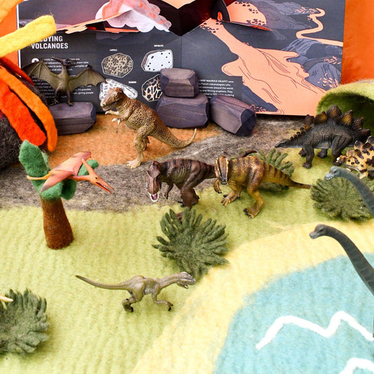 Large Dinosaur Land with Volcano Play Mat Playscape